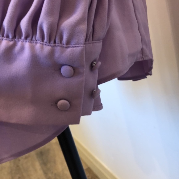 Chicos purple accordion blouse size 3 long sleeves with tie neckline - Picture 4 of 14
